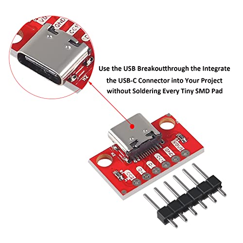 DIANN 5pcs USB Tipo-C Breakout Board Conector Hembra PCB miniatura 4