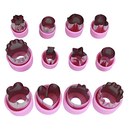 Hoshen 12 Pièces PP Protection Des Mains Couteau à Biscuit En Acier Inoxydable, Couteau En Forme De Fruits Et Légumes De Décoration Bento, Outil De Cuisine Pour Couper Des Formes De Sculpture - Violet Cover