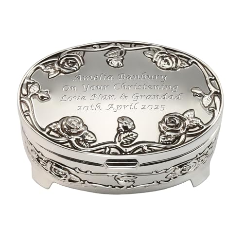 De Walden Girl's Christening Personalised Silver Plated Rose