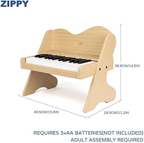 ZIPPY Kids Piano Keyboard, 25 Keys Digital Piano for Kids, Touch Sensitive Control Panel, Volume Adjustable, Mini Music Educational Instrument Toy, Wood Toy for Toddlers Girls Boys (Oak) - 4