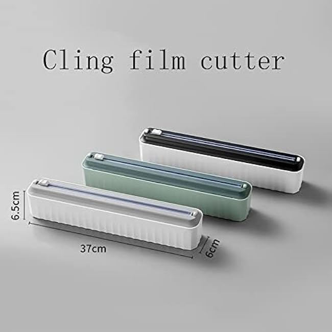 Cling Film Dispenser,wrap dispenser,Cling Film Cutter Wall Mounted Adjustable Cling Film Cutting Box,Tin Foil Dispenser with Cutter, wrap Dispenser Cutting(Green)