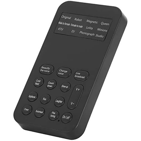 Voice Changer for Broadcast/Game, Phone Voice Changer with 12 Sound Effects, Universal Sound Card Mini Live Broadcast Voice Disguiser for Phone/PC/Laptop/Games Cover