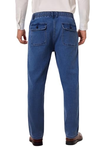 voeeron Pull On Elastic Waist Jeans for Men Full Elastic Waistband Loose Fit Denim Pants Easy Wear for Seniors4