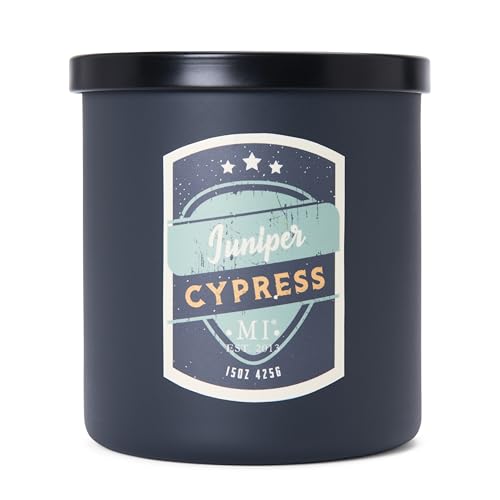 Manly Indulgence Juniper Cypress Scented Candles for Men, 2 Wick, 15 oz Premium Soy Blend Wax, 60H Burn, Candles for Home Scented – Made in The USA