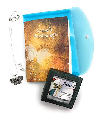 Smiling Wisdom - Friends Have Wings, They Lift Us To Our Feet When We Are Down Greeting Card And Keepsake Gift Set - Woman - (Butterflies) #TOP7