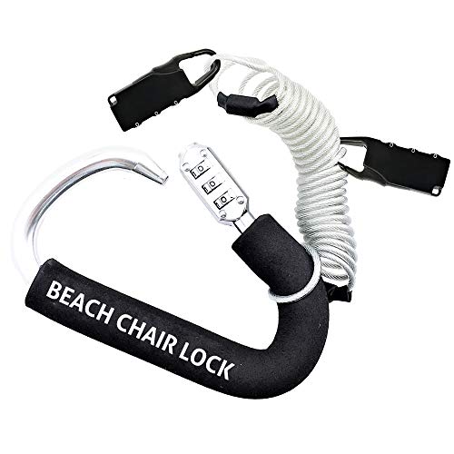 Beach Bag Lock by BeachLocks with Cable and Zipper Locks for The Beach/Pool Lounger Secures Your Beach Bags While You go for a Swim.