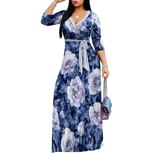 Image of PinkPatty Plus Size Maxi Dress for Women 3 /4 Sleeve Casual Long Dress