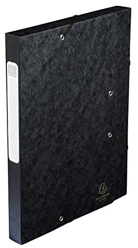 Exacompta - Ref 14016H - Cartobox Pressboard Filing Box - 25 x 33cm, Suitable for A4 Documents, Elastic Straps on 2 Corners, 40mm Spine, FSC-Certified - Black - Image 3