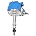 A-Team Performance - HEI Complete Distributor 6 Cylinders - Compatible with Ford Inline 6 65K Coil 144, 170, 200, 250 5/16 Hex Shaft One Wire Installation, Blue Cap