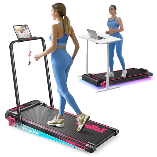 RuniRoX Walking Pad Treadmill with Incline, 3 in 1 Portable with Handle Bar and Lights, Under Desk...
