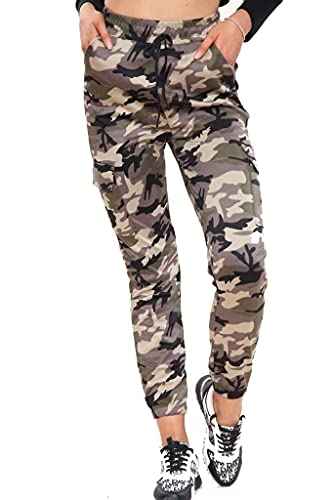 Pantalon cargo imprimé militaire pour femme, Beige armée., 38