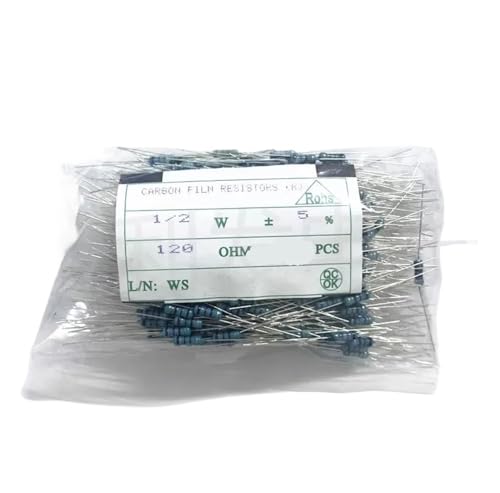 JFUDJKLI 20pcs/Batch 1/2W Carbon Film Resistor 0R to 1M 10K Ohm 100R 330R 360R 680R 910R 2K 4.7k 2.2K 1K 100K 470K+-5% 0.5W (Size : 13R)