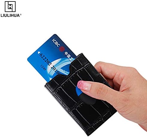 LLH Leather Trifold Wallet - RFID Blocking with Stainless Steel Locking Clip Wallet, Minimalist Front Pocket RFID Blocking Credit Card Holder (Yellow) (Black-C) - Image 7