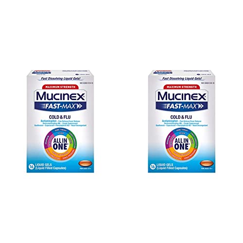 Mucinex Maximum Strength Fast-Max Cold & Flu All-In-One Liquid Gels, 16Ct (Packaging May Vary) (Pack Of 2) #TOP18