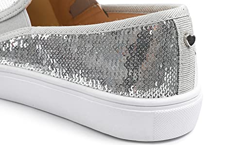 Image of FEVERSOLE Women's Fashion Sparkle Sequin Embellished Sneaker Party Holiday Casual Shoes