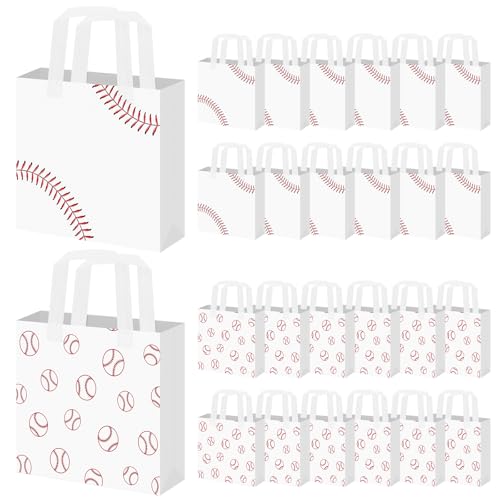 Sacs cadeaux de baseball en non-tissé x24 pour anniversaires et goûters