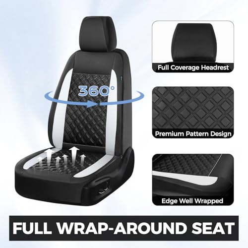 Image of FLORICH Seat Covers, Atomutive Seat Covers Full Sets, Waterproof Seat Cover for Cars, Luxury Leather Universal Seat Cover Accessories Fit for Most Cars SUV Truck Sedans(White)
