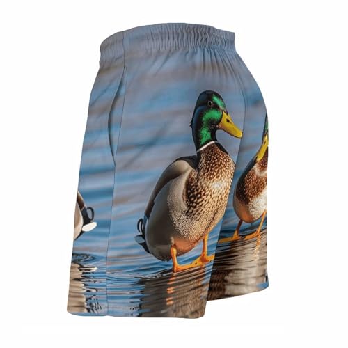 Two Mallard Ducks Mens Swim Trunks Quick Dry Hawaii Bathing Suit Board Shorts with Mesh Lining-4