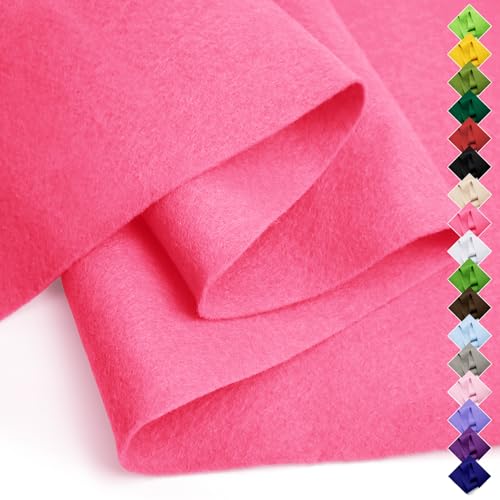 Image of Soft Felt Fabric Sheet 18 inch x 36 inch, 1.6mm Acrylic Craft Felt, Neon Pink | Soft Thick Felt by The Yard, Large Precut Sheet, Nonwoven Fabric for Sewing DIY Crafts, Classroom & Home Decor