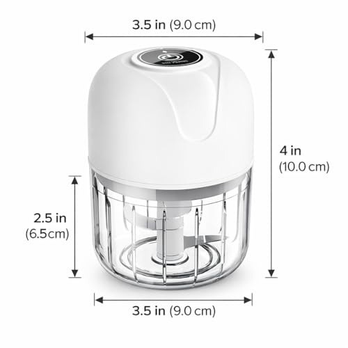Image of Vegetable Chopper For Kitchen- Portable Food Processor Cordless Mincer for Onion, Nuts, Ginger, Vegetables, Chili & Baby Food | Stainless Steel Blades | One-Touch | 250ml