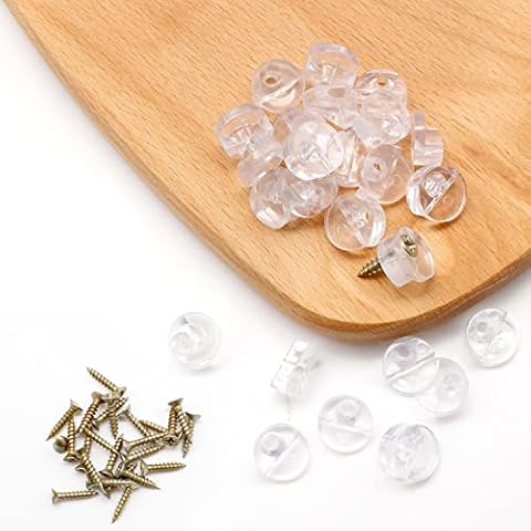 DEANKEJI 25 Pcs Round Glass Retainer Clips and 25 Pcs Screws, Glass Shelf Bracket Holder, Cabinet Glass Clips are Suitable for Fixing 1-4mm Thick Glass, Cabinet Doors and Mirrors Cover