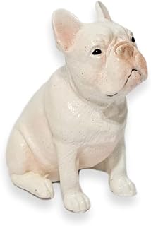 WitnyStore 1½" White Sit French Bulldog Dog Resin Figurine for Terrarium Decoration Collectible Statue for Adult Collectors Handcrafted Polyresin Ornament Sculpture Home Room Tabletop Decor