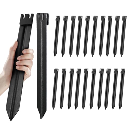 20Pcs 10Inch Metal Landscape Edging Stakes, No Installation for Corrugated Garden Landscape Edging, Terrace Board,Grass Barrier, Bender Board, Garden Liner?Tent pegs?Dog Stakes