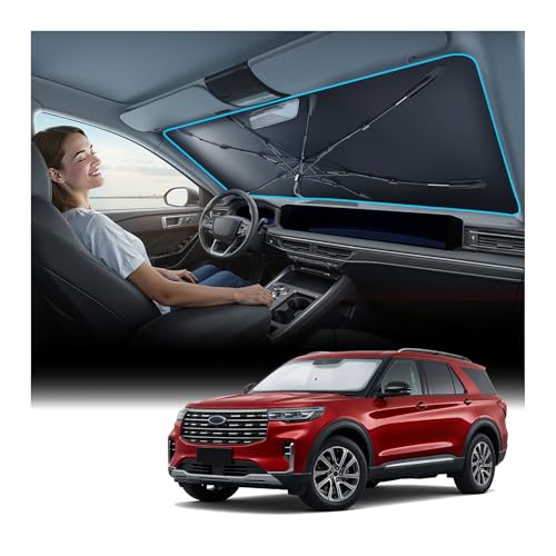 Nmoiss [Vinyl Coating Heat Shield] Windshield Sun Shade Umbrella Fit for Ford Explorer 2011-2026 Protect Car from Sun Rays & Heat Damage Keep Cool and Protect Interior Accessories