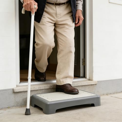 BOPEUY Taburete Antideslizante, Escalón Bajo Gris, Escalón Reposapiés para Cuarto de Baño, Lavabo, Reposapiés para Oficina, Escalón Antideslizante, para Adultos y Ancianos Niños - Capacidad de 220kg - imagen 8