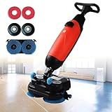 DDZJTPP Elektrische Bodenreinigungsmaschine Handgeführt, Gewerblicher Einsatz, Arbeitsleistung (13000 Ft²/H), Arbeitszeit (2 Stunden), Kabelloses Design, Für Hotels/Supermärkte Red