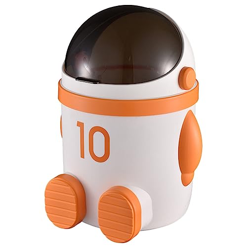 Bote de basura infantil con tapa diseño caricatura Alipis naranja