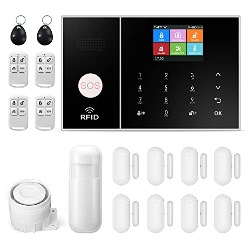 Système d'alarme Domestique sans Fil, système d'alarme antivol Complet 4G avec sirène d'alarme 120 DB, télécommande Intelligente, écran LCD, Invite vocale, sécurité pour la Maison, Le Bureau