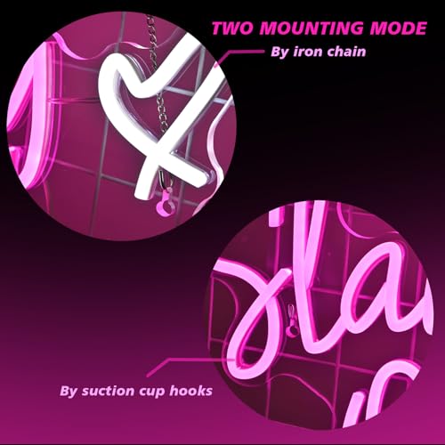 Image of Slay Queen Neon Sign Pink White LED Neon Light Up Signs for Wall Decor Usb Neon Light for Bedroom Preppy Girl Aesthetic Room Dorm Decor Y2k Party Gifts