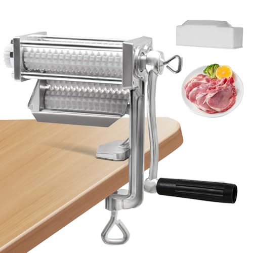 Steaker Fleischzartmacher,Fleischzartmacher Maschine, Meat Tenderizer Mit Edelstahl Messerwalzen Und LeichtgäNgiger Handkurbel,Fleischzartmacher FüR HäHnchen Rind Steak KüChe Zuhause Restaurant