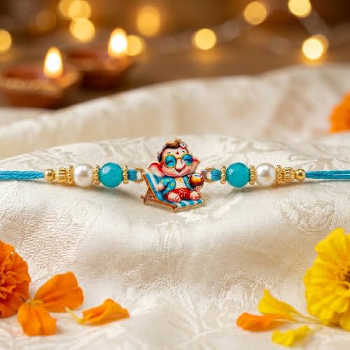Image of Cartoon Kanha Bal Krishna and Car Rakhi for Baby /Kids Brother /Sister | Combo for Kids | Rakhi with Greeting Card & Roli Chawal