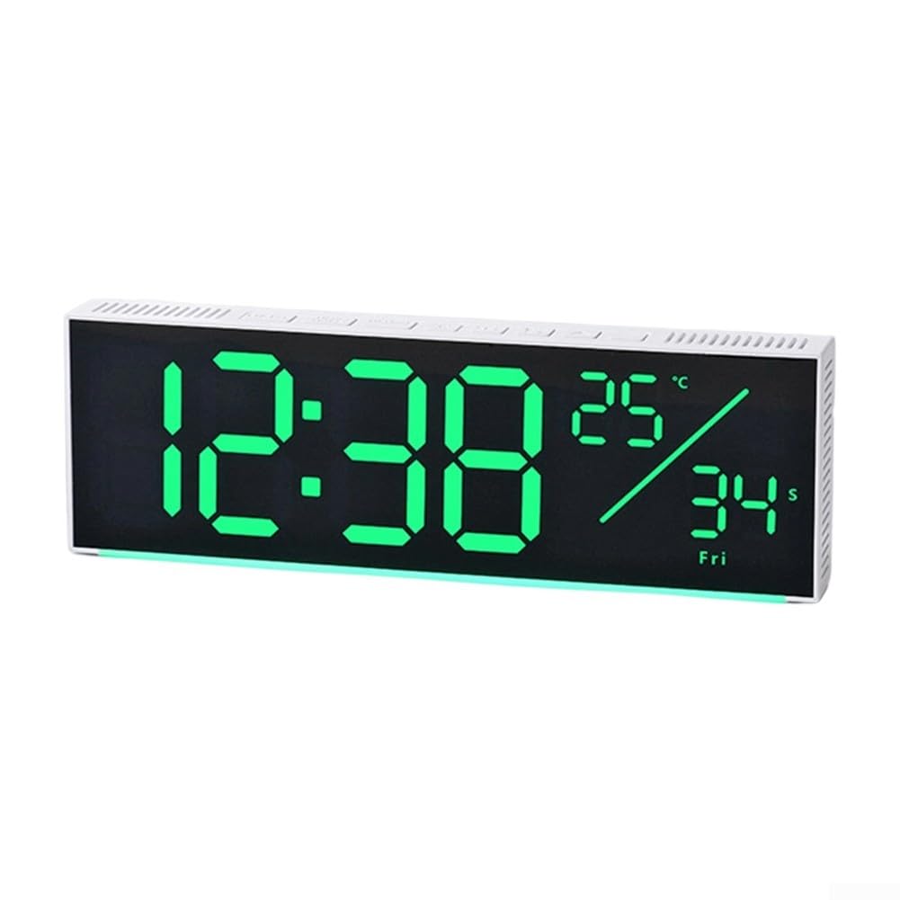 Horloge murale numérique pour salon et bureau avec grand écran lumineux LED de style noir