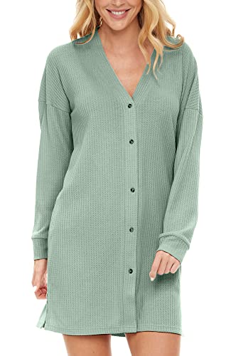 waffle knit sleep dress Alexander Del Rossa: Nightgowns Print pajamas