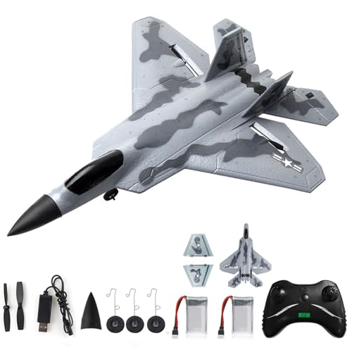 Hylukon F-22 RC Plane 2 Channel 2.4GHz Remote Control Airplane Gliding F22 Aircraft Model EPP RC Glider Toy for Adults Kids Boys Easy to Fly Airplane Toy for Beginners
