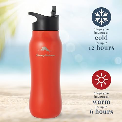 Image of Tommy Bahama 28oz Vacuum Insulated Water Bottle, Chug Lid, Americana Red
