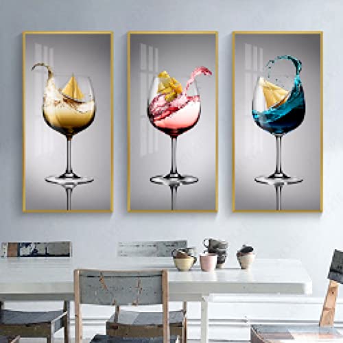 Toile vin et verre de peinture moderne minimaliste pour déco de restaurant 50x100cm sans cadre