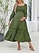 CUPSHE Women's Maternity Maxi Dresses Square Neck Smocked Baby Shower Long Sleeve Ruffled Fashion Casual Fall Pregnancy Dress Olive Green, S