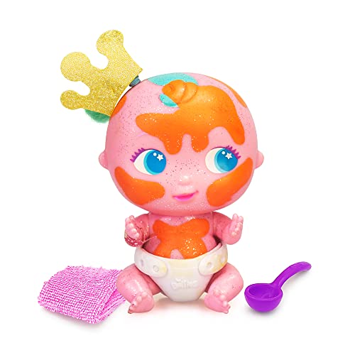 The Bellies From Bellyville - Mini Messy Mash Choco/Vanilla, Bote con Mini Bellie Blinky Queen en su interiror, con manchitas para Limpiar, Tiene Olor a Chocolate, y Slime, Famosa (700017485)