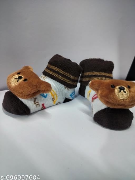 Image of Soft Baby Booties with Cute Bow Design | Comfortable Non-Slip Kids Foot for Newborns and Toddlers | Stylish Baby Shoes for Boys & Girls|PRA-P2293-6-9 Months