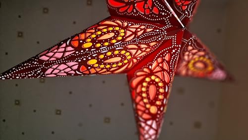 Image of Lantern Lampshade Paper Star Light Shades Large 60cm Star Hanging Decorations for Christmas Wedding Home Decoration Birthday Party (Glitter Brown, Pink, Red)