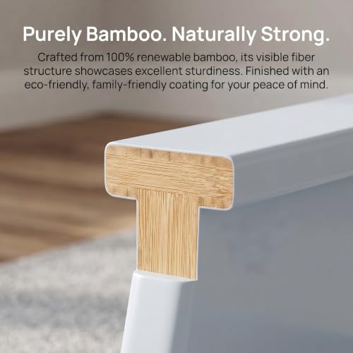 Image of Bamboo 2 Step Stool 300lbs Capacity, Grey Two Step Stool with Non-Slip Handles, Heavy Duty Stepping Stool for Bedside High Beds Adults, Sturdy Small Bathroom Kitchen Wooden Step Stool