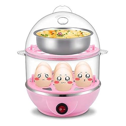 STORKZI Egg Boiler Double Layer Multifunction Electric Egg Boiler Automatic Off Egg Cooker, Poacher, Steamer and Milk Boiler with Measuring Cup (Multicolor)