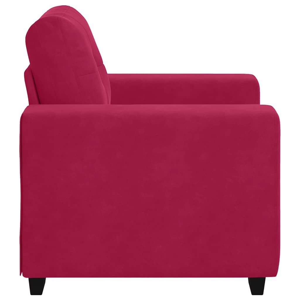 Fauteuil de Salon en Velours Rouge Vin 100x78x80 cm, Canapé Monoplace Rembourré avec Accoudoirs pour Salon, Chambre et Bureau, Chaise de Relaxation Confortable