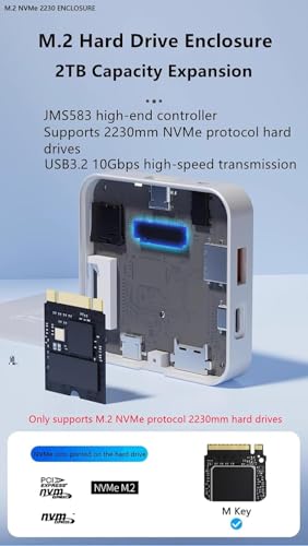 INICIO Magnetic M.2 2230 NVMe SSD Enclosure 8 in 1 Hub with Mag-Safe, USB C 3.2 Gen2 4K HDMI SD TF Card Reader PD100W 10Gbps Adapter For iPhone 16... - Image 3