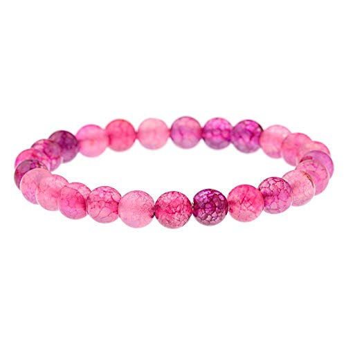 Pulsera Piedras Naturales, 7 Chakra 8Mm Cuentas De Piedra Natural Brazalete Elástico De Turmalina Rosa Joyería Afortunada Rezar Yoga Balance De Energía Reiki Encanto Difusor Regalo para Amigo