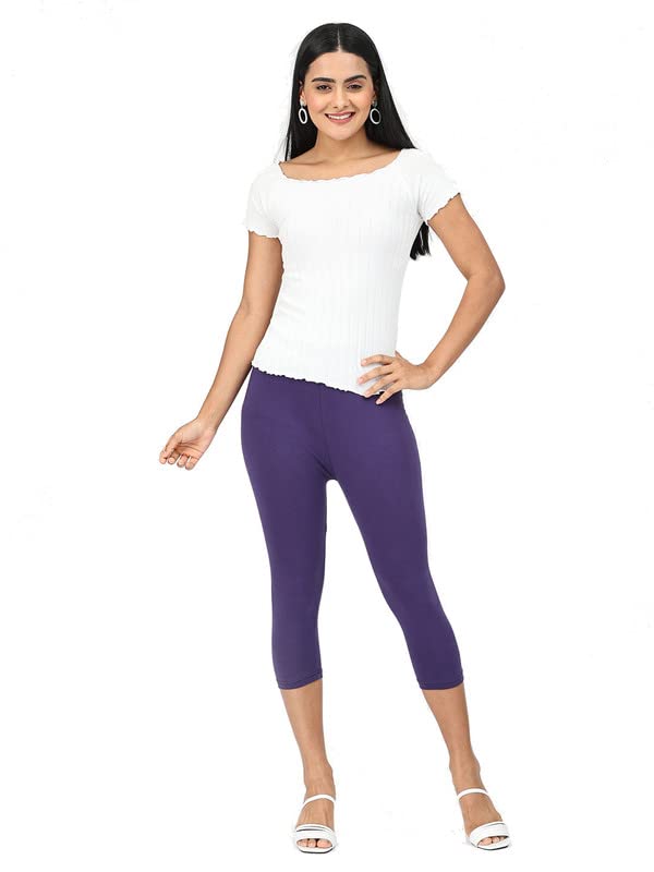 Image of Robinbosky Premium Stretchable Cotton Capri Legging for Women | Suitable for Formal wear & Casual wear | High-End Elastic Makes. The Leggings Squat Proof and Durable for Travel, Yoga, & Workout.